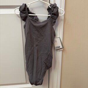 New H&M Gray One-Piece Ruffle-Trimmed Swimsuit in size 6X/7